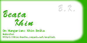 beata khin business card